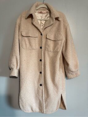 ESQUALO Cream Teddy Longline Coatigan